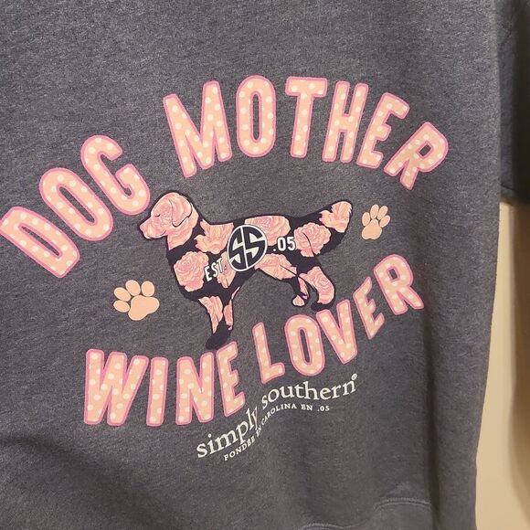 Simply Southern Women's Blue Sweatshirt "Dog Mother Wine Lover" Size S - Picture 2 of 6